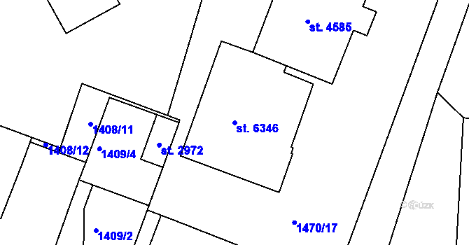 Parcela st. 6346 v KÚ Jablonec nad Nisou, Katastrální mapa