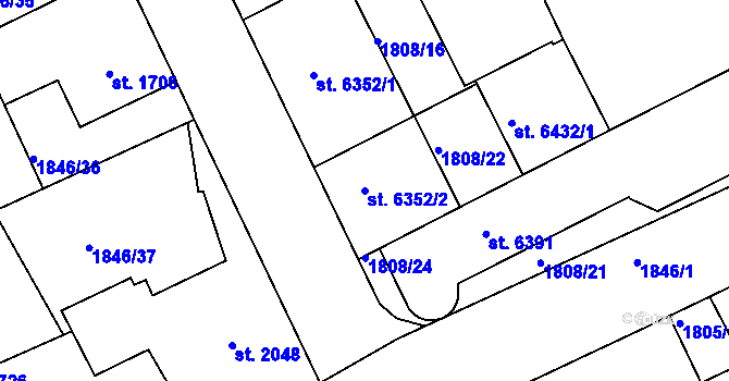 Parcela st. 6352/2 v KÚ Jablonec nad Nisou, Katastrální mapa