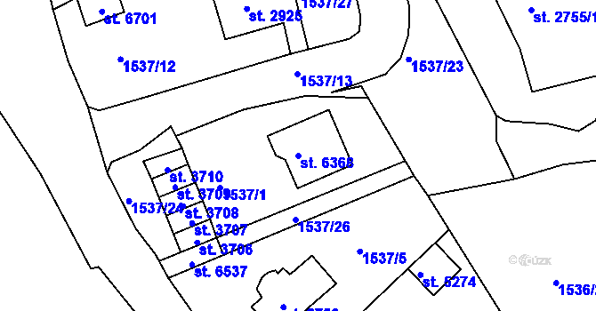 Parcela st. 6368 v KÚ Jablonec nad Nisou, Katastrální mapa