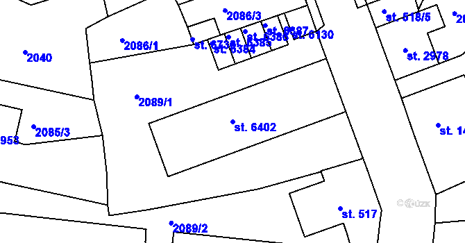 Parcela st. 6402 v KÚ Jablonec nad Nisou, Katastrální mapa