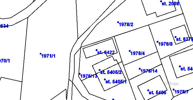 Parcela st. 6422 v KÚ Jablonec nad Nisou, Katastrální mapa