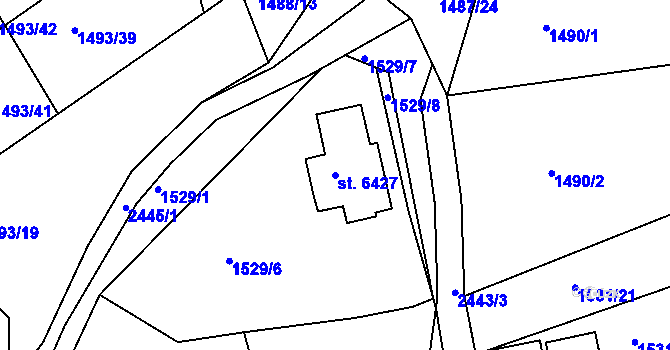 Parcela st. 6427 v KÚ Jablonec nad Nisou, Katastrální mapa