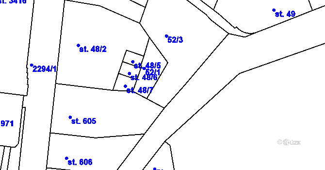 Parcela st. 52/5 v KÚ Jablonec nad Nisou, Katastrální mapa
