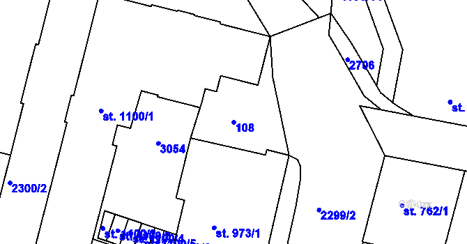 Parcela st. 108 v KÚ Jablonec nad Nisou, Katastrální mapa