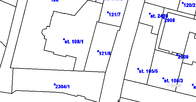 Parcela st. 121/8 v KÚ Jablonec nad Nisou, Katastrální mapa