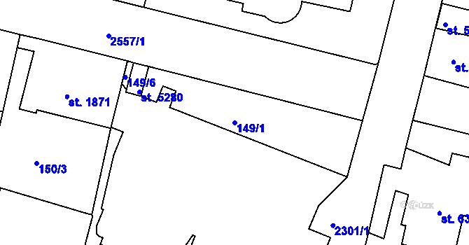 Parcela st. 149/1 v KÚ Jablonec nad Nisou, Katastrální mapa