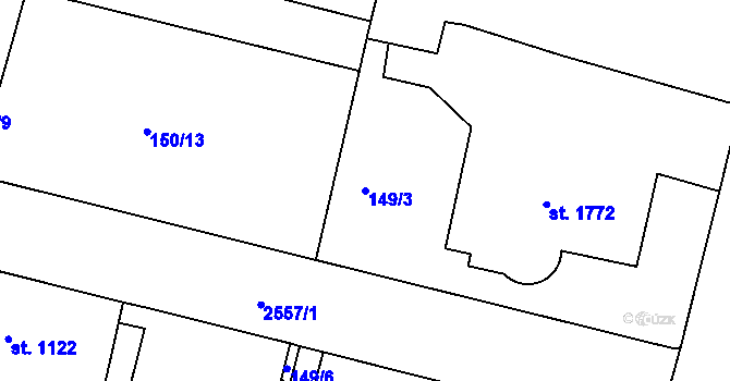 Parcela st. 149/3 v KÚ Jablonec nad Nisou, Katastrální mapa