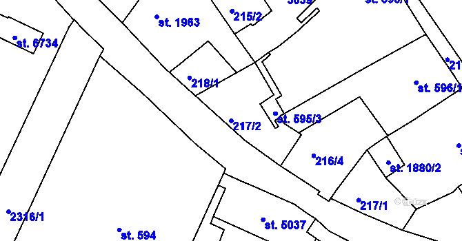 Parcela st. 217/2 v KÚ Jablonec nad Nisou, Katastrální mapa