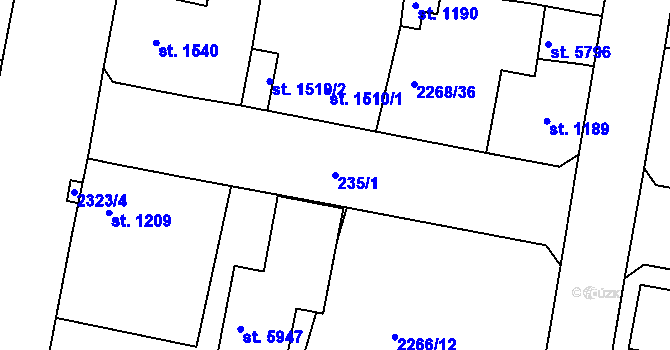 Parcela st. 235/1 v KÚ Jablonec nad Nisou, Katastrální mapa