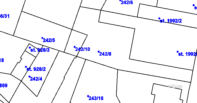 Parcela st. 242/8 v KÚ Jablonec nad Nisou, Katastrální mapa