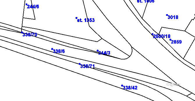 Parcela st. 244/3 v KÚ Jablonec nad Nisou, Katastrální mapa