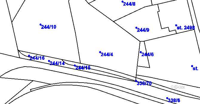 Parcela st. 244/4 v KÚ Jablonec nad Nisou, Katastrální mapa