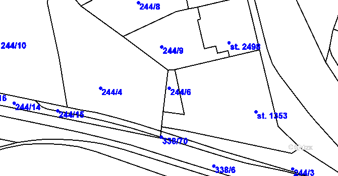 Parcela st. 244/6 v KÚ Jablonec nad Nisou, Katastrální mapa