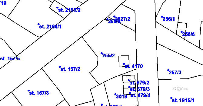 Parcela st. 255/2 v KÚ Jablonec nad Nisou, Katastrální mapa