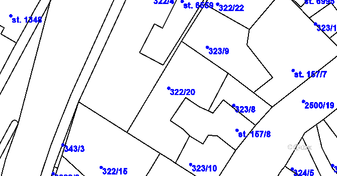 Parcela st. 322/20 v KÚ Jablonec nad Nisou, Katastrální mapa
