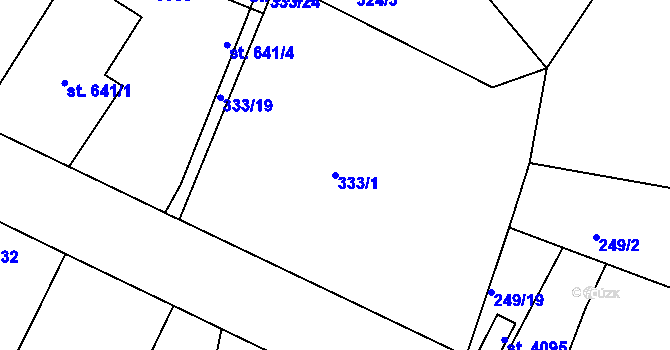 Parcela st. 333/1 v KÚ Jablonec nad Nisou, Katastrální mapa