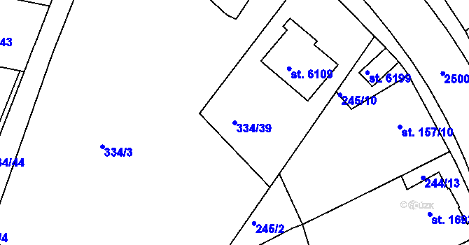 Parcela st. 334/39 v KÚ Jablonec nad Nisou, Katastrální mapa
