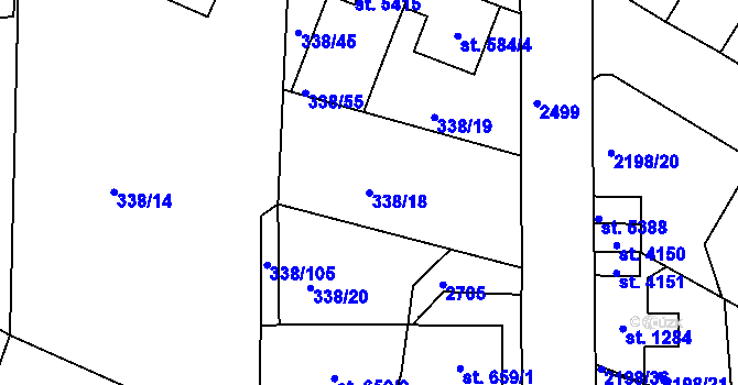 Parcela st. 338/18 v KÚ Jablonec nad Nisou, Katastrální mapa