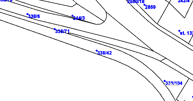 Parcela st. 338/42 v KÚ Jablonec nad Nisou, Katastrální mapa