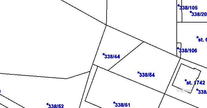Parcela st. 338/44 v KÚ Jablonec nad Nisou, Katastrální mapa