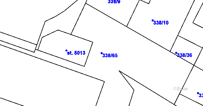 Parcela st. 338/65 v KÚ Jablonec nad Nisou, Katastrální mapa