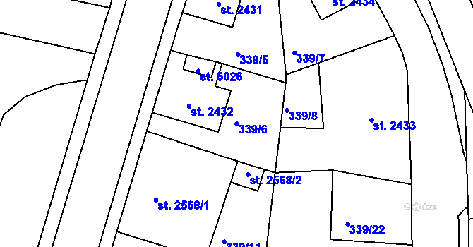 Parcela st. 339/6 v KÚ Jablonec nad Nisou, Katastrální mapa