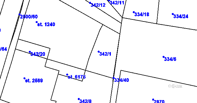 Parcela st. 342/1 v KÚ Jablonec nad Nisou, Katastrální mapa