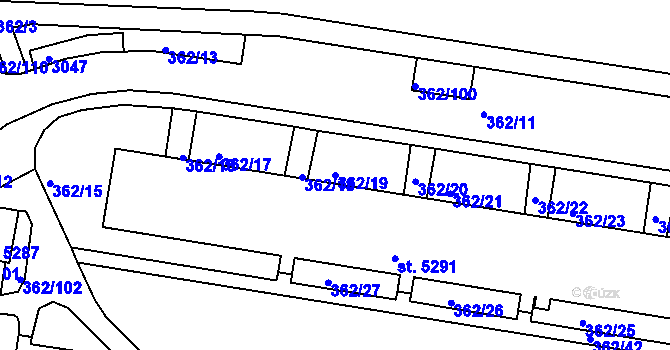 Parcela st. 362/19 v KÚ Jablonec nad Nisou, Katastrální mapa