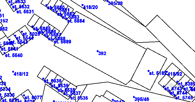 Parcela st. 392 v KÚ Jablonec nad Nisou, Katastrální mapa