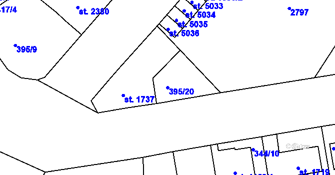 Parcela st. 395/20 v KÚ Jablonec nad Nisou, Katastrální mapa