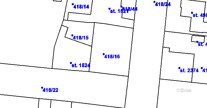 Parcela st. 418/16 v KÚ Jablonec nad Nisou, Katastrální mapa