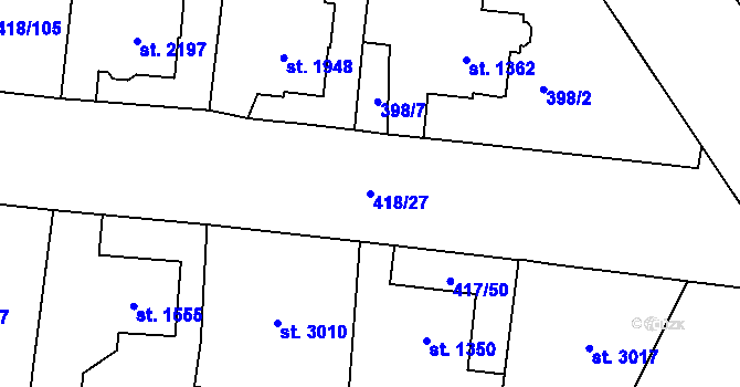 Parcela st. 418/27 v KÚ Jablonec nad Nisou, Katastrální mapa