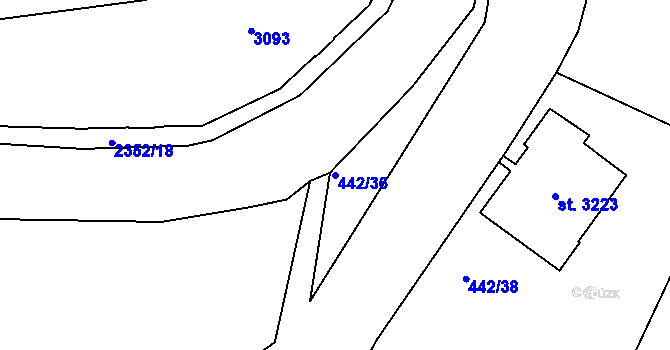 Parcela st. 442/36 v KÚ Jablonec nad Nisou, Katastrální mapa
