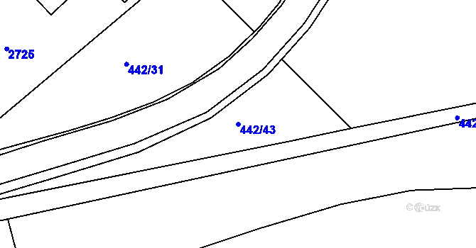 Parcela st. 442/43 v KÚ Jablonec nad Nisou, Katastrální mapa