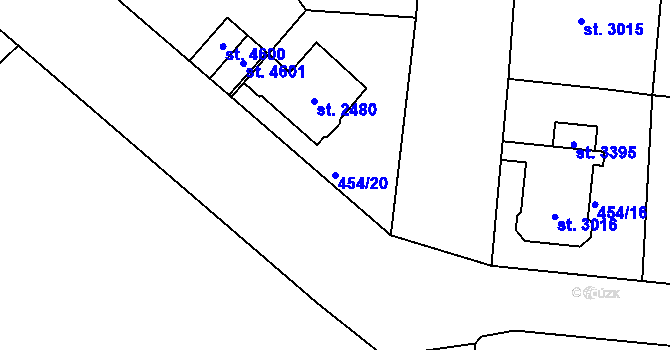 Parcela st. 454/20 v KÚ Jablonec nad Nisou, Katastrální mapa
