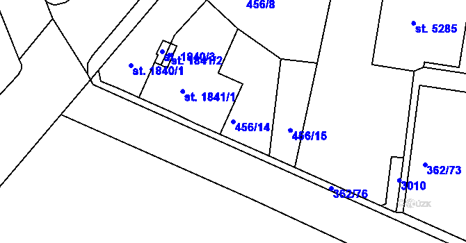 Parcela st. 456/14 v KÚ Jablonec nad Nisou, Katastrální mapa