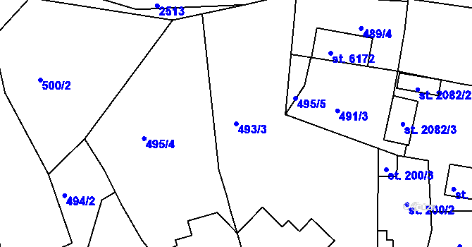Parcela st. 493/3 v KÚ Jablonec nad Nisou, Katastrální mapa