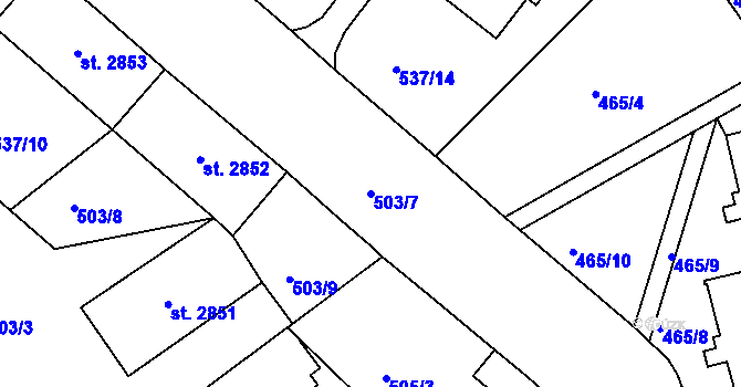 Parcela st. 503/7 v KÚ Jablonec nad Nisou, Katastrální mapa