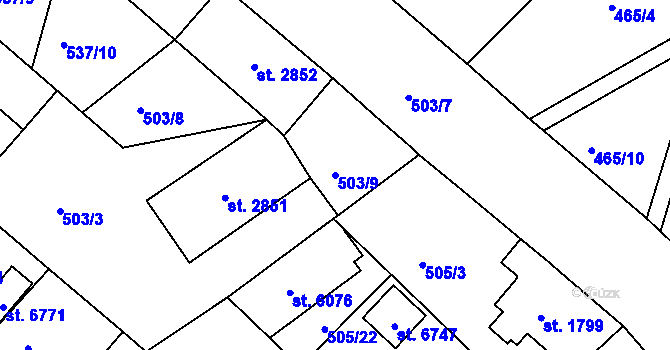 Parcela st. 503/9 v KÚ Jablonec nad Nisou, Katastrální mapa