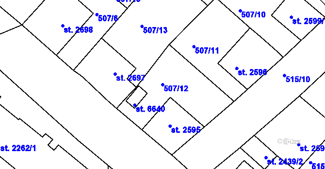 Parcela st. 507/12 v KÚ Jablonec nad Nisou, Katastrální mapa