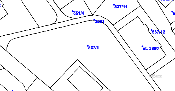Parcela st. 537/1 v KÚ Jablonec nad Nisou, Katastrální mapa