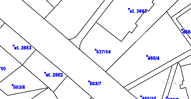Parcela st. 537/14 v KÚ Jablonec nad Nisou, Katastrální mapa