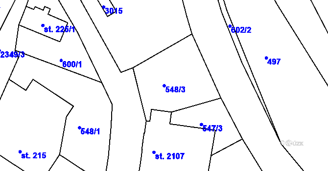 Parcela st. 548/3 v KÚ Jablonec nad Nisou, Katastrální mapa