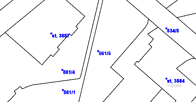 Parcela st. 561/5 v KÚ Jablonec nad Nisou, Katastrální mapa