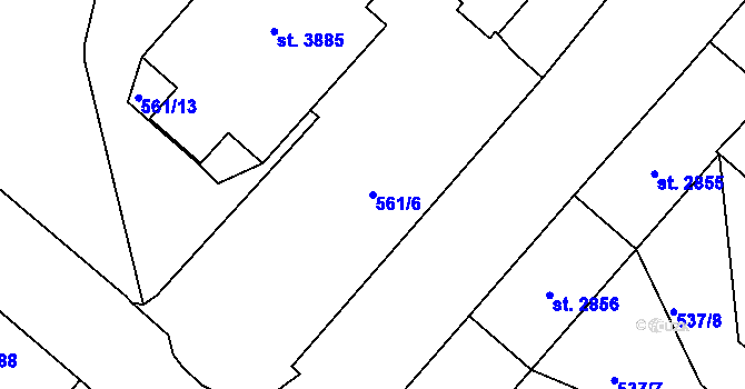 Parcela st. 561/6 v KÚ Jablonec nad Nisou, Katastrální mapa