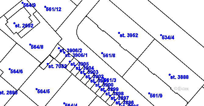 Parcela st. 561/8 v KÚ Jablonec nad Nisou, Katastrální mapa