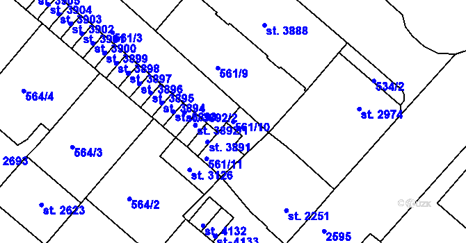 Parcela st. 561/10 v KÚ Jablonec nad Nisou, Katastrální mapa
