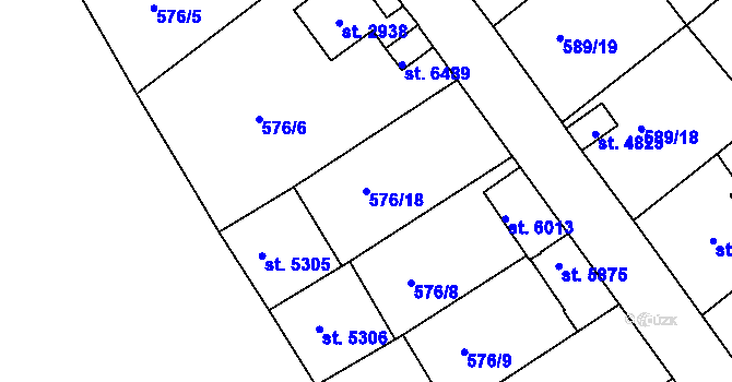 Parcela st. 576/18 v KÚ Jablonec nad Nisou, Katastrální mapa
