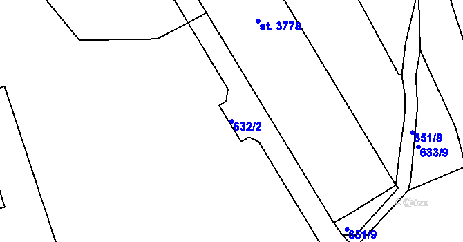 Parcela st. 632/2 v KÚ Jablonec nad Nisou, Katastrální mapa