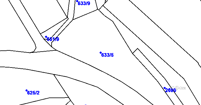 Parcela st. 633/5 v KÚ Jablonec nad Nisou, Katastrální mapa